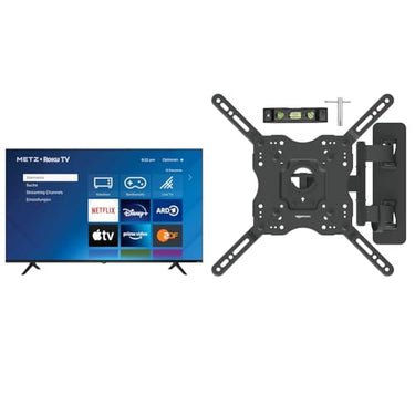 METZ Blue Roku TV, 4K UHD Smart TV, 55 Zoll, 139 cm & Amazon Basics - Bewegliche TV-Wandhalterung, für Fernseher mit Einer Bildschirmdiagonale von 26-55 Zoll/66-140 cm, Schwarz im Sale